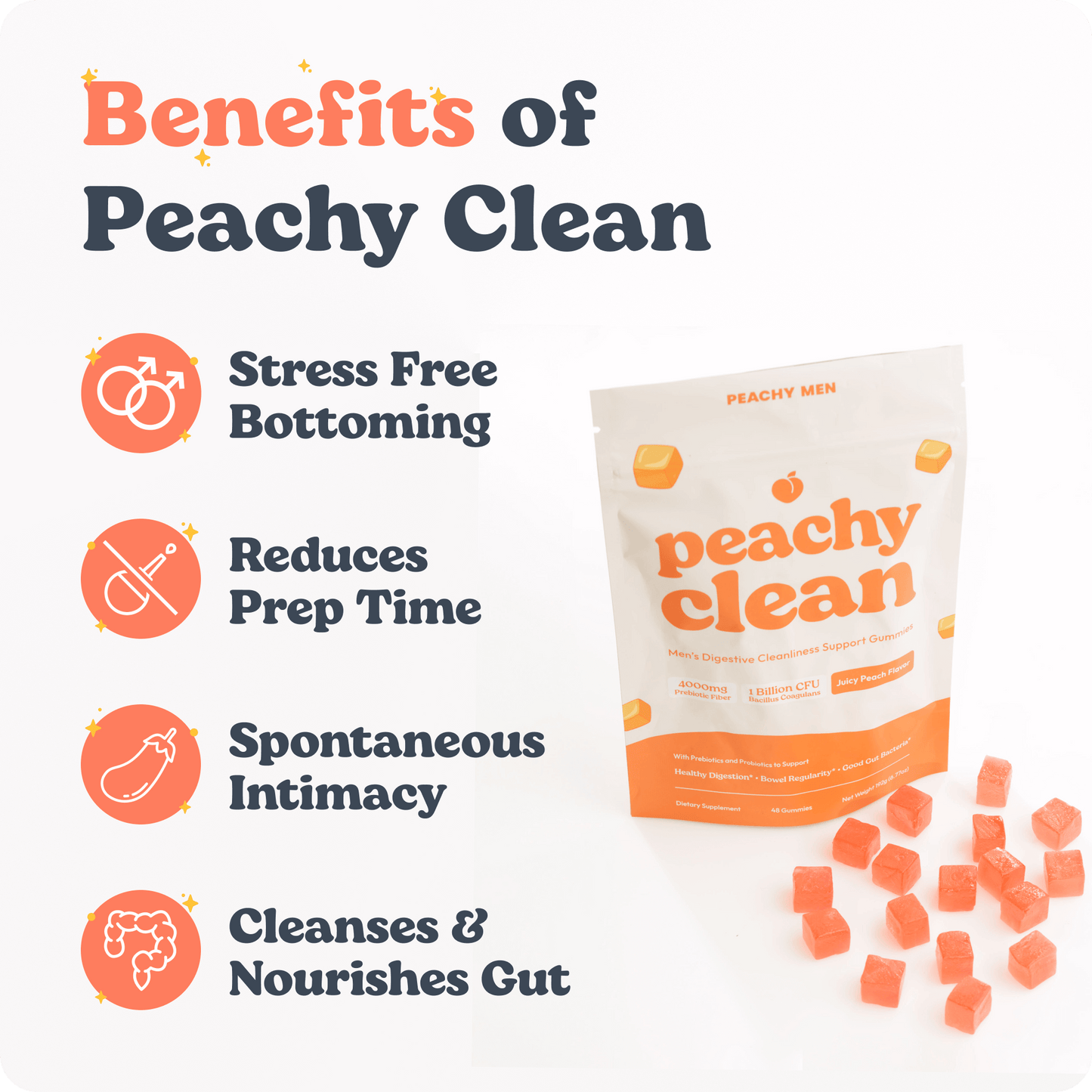 Peachy Clean Sugar-Free Pre+Probiotic Fiber Gummies